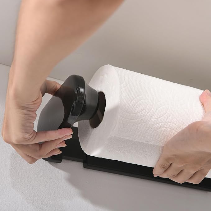 simpletome Paper Towel Holder ONE Hand Tear Adaptive Tension Arm Adjustable