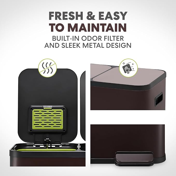 Simpli-Magic 60 Liter / 16 Gallon Rectangular Hands-Free Dual Compartment