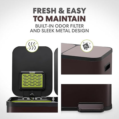 Simpli-Magic 60 Liter / 16 Gallon Rectangular Hands-Free Dual Compartment