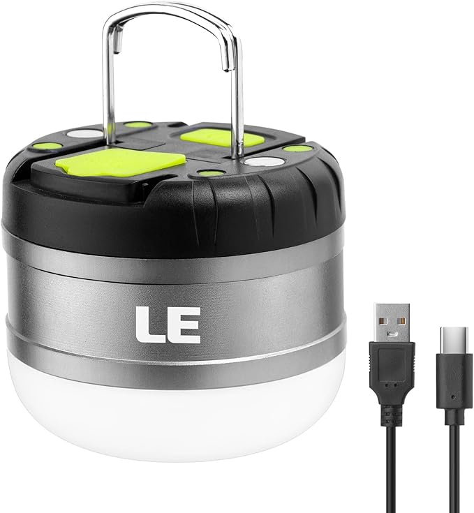 LE LED Camping Lantern Rechargeable, 310LM, 5 Light Modes, Power Bank, Waterproof, Mini Flashlight with Magnetic Base for Hurricane Emergency, Outdoor, Hiking, Home and Car