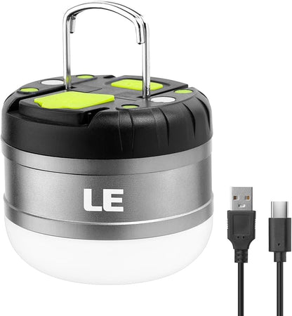 LE LED Camping Lantern Rechargeable, 310LM, 5 Light Modes, Power Bank, Waterproof, Mini Flashlight with Magnetic Base for Hurricane Emergency, Outdoor, Hiking, Home and Car