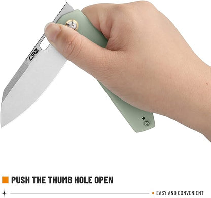 CJRB Pocket EDC Knife - Ekko(J1929) Small Folding Knife AR-RPM9 Steel Blade and Natural Green G10 Outdoor for Men Women for Gifts
