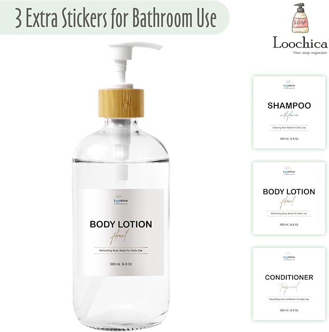 LOOCHICA Dish Clear Glass Soap Dispenser