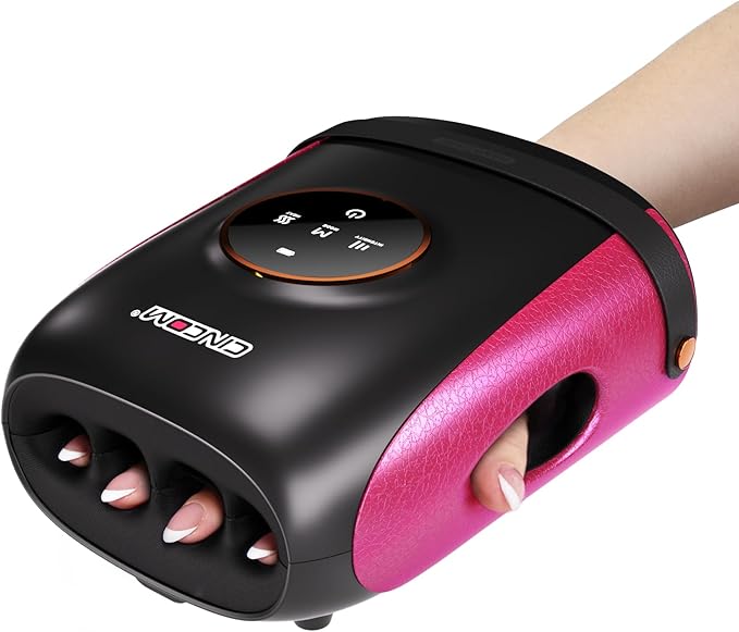 CINCOM Hand Massager with Heat and Compression, Finger and Palm Massage Machine for Pain Relief, Arthritis and Improved Circulation, Gifts for Women, Cordless and Rechargeable (Black)