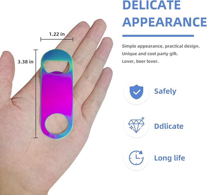 Rainbow Color Stainless Steel Flat Bottle Opener, Sturdy and Durable 2 Pcs to