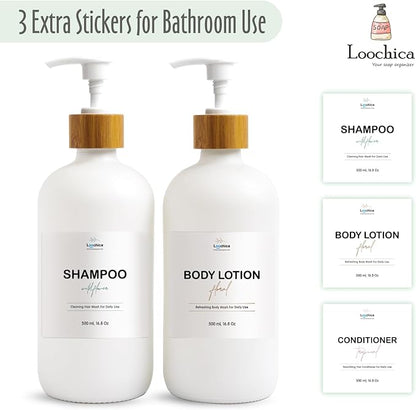 LOOCHICA 2 Pack White Glass Soap Dispenser Set