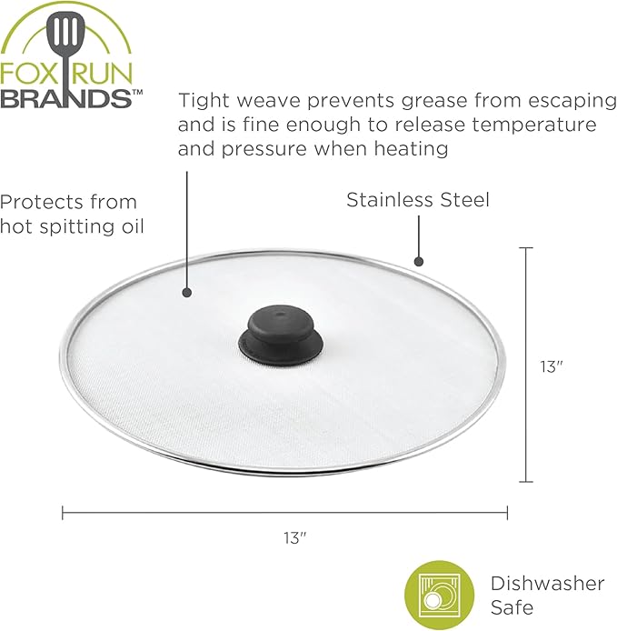 Fox Run Splater Shield, Stainless Steel Mesh Splatter Screen