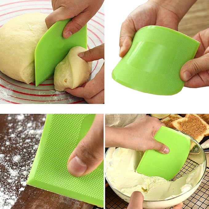 2 Pieces Dough Scraper Bowl Scraper Food-safe Plastic Dough Cutter Flexible