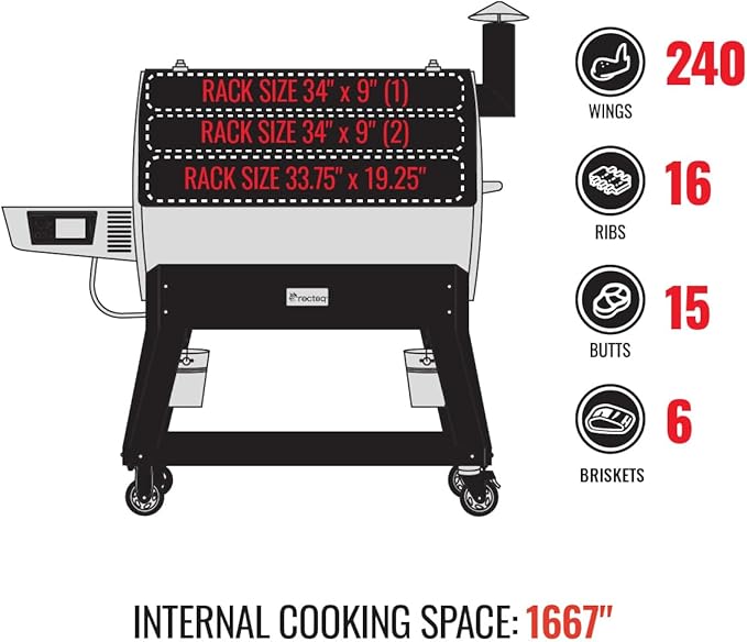 recteq Pellet Grill Smoker - Flagship 1600, Wood Pellet Smoker, BBQ, Wi-Fi Smart Grill, 1600 Sq. In. Cook Space, 40 lbs Hopper, Grilling Basics Bundle