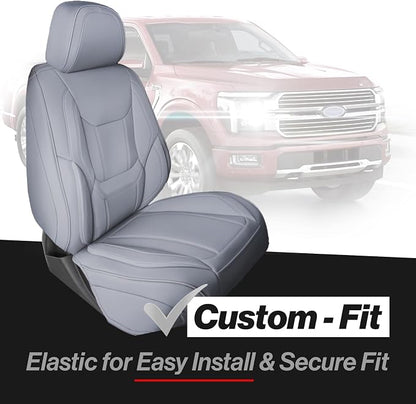 Coverland Custom Truck Car Seat Covers Front Seats for [2004-2011 Ford Ranger Super Cab Bucket Seats] - Protector Water Resistant Leather Memory Form Back Support Seat Cushion [Front-Gray]