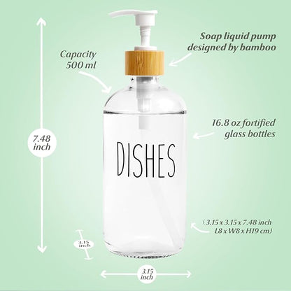 LOOCHICA 2 Pack Clear Glass Soap Dispenser