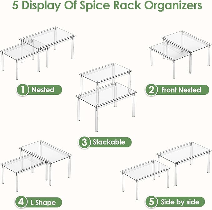 Delamu Clear Kitchen Cabinet Organizer, Stackable Cabinet Shelf