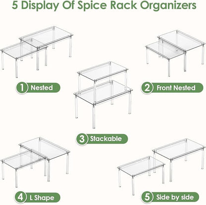 Delamu Clear Kitchen Cabinet Organizer, Stackable Cabinet Shelf