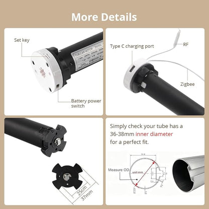 Blindsmart Rechargeable Tuya Zigbee Roller Blinds Motor