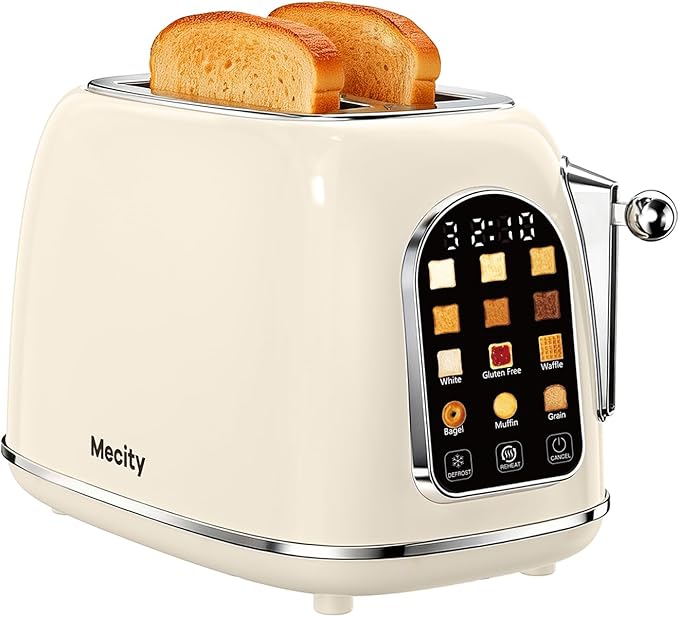 Mecity Toaster 2 Slice, Touch Screen Wide Slot Retro Toaster