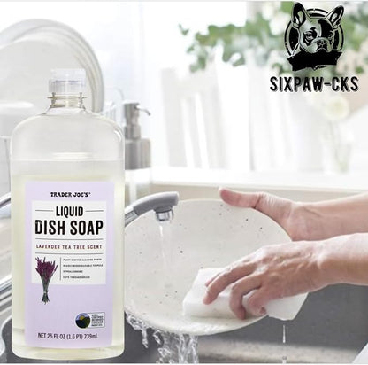 Trader Joes Liquid Dish Soap Varity Pack (Citrus and Lavender Te Tree) Scent 25.Fl (2 Pack) |Bundled Sponge all-purpose|