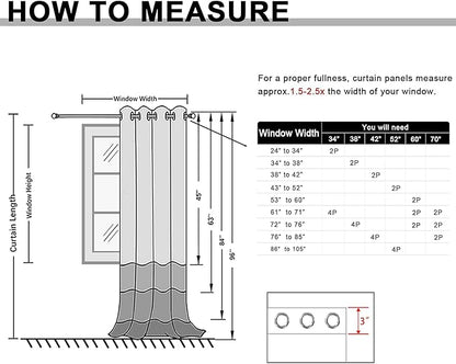 JIUZHEN Blackout Curtains with Tiebacks