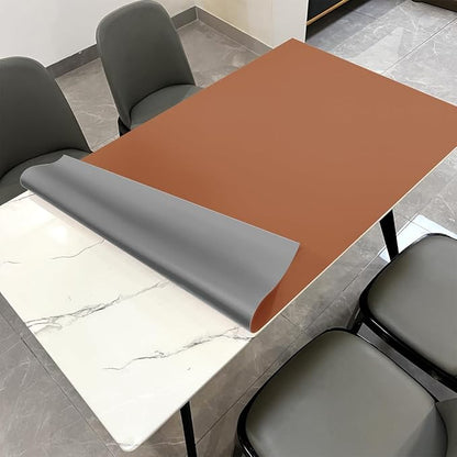 Leather Table Cover,1.8mm Thick,48x60 Inch Table Protector,Table Protector for Dining Room Table,Table Pads for Dining Room Table Rectangular.(Brown+Gray,48x60)