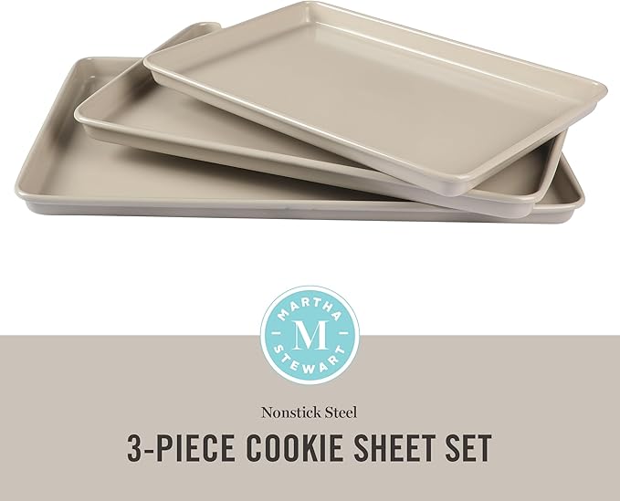 Martha Stewart Gallen 3-Piece Cookie Sheet Set – 13", Ceramic Nonstick
