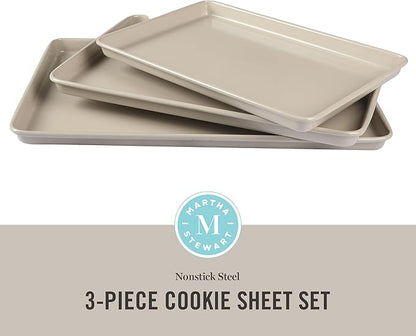 Martha Stewart Gallen 3-Piece Cookie Sheet Set – 13", Ceramic Nonstick