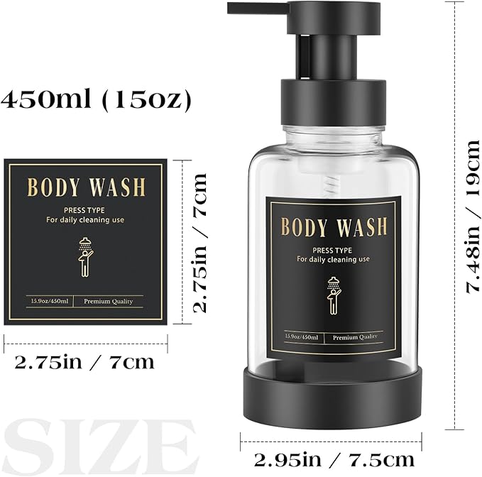 Luxspire Foaming Soap Dispenser, Glass Foam Pump Soap Dispenser, Non-Slip Hand