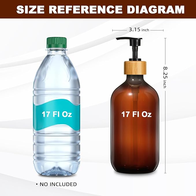 KASUNTING Amber Soap Dispenser Plastic, 17 Fl Oz Hand and Dish Dispenser Set