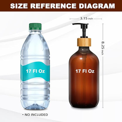 KASUNTING Amber Soap Dispenser Plastic, 17 Fl Oz Hand and Dish Dispenser Set