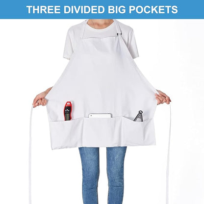 Jubatus 2 Pack 3 Pockets 100% Cotton Adjustable Bib Apron Chef Kitchen Cooking