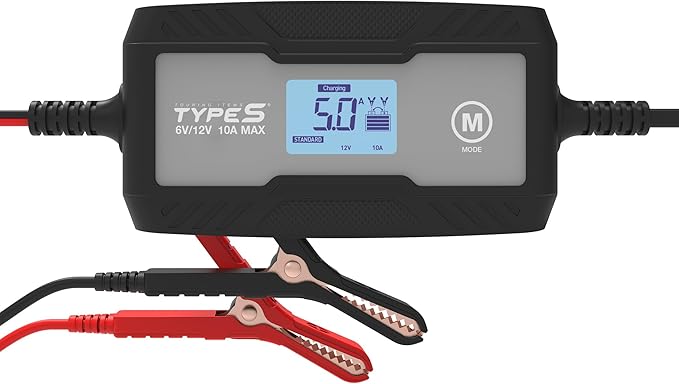 Type S 10A Smart Battery Charger & Maintainer, 6V & 12V Fully Automatic Trickle