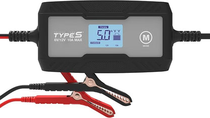 Type S 10A Smart Battery Charger & Maintainer, 6V & 12V Fully Automatic Trickle