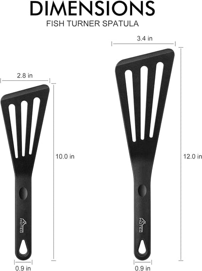 HOTEC 600℉ Heat Resistant Silicone Slotted Fish Turner Spatula Set, BPA Free