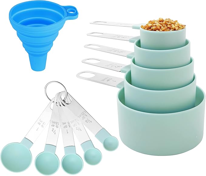 Measuring Cups and Spoons Set of Huygens Kitchen Gadgets 10 Pieces, Stackable
