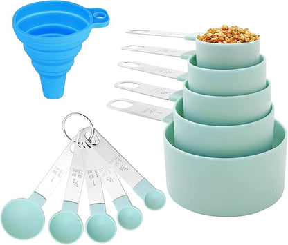 Measuring Cups and Spoons Set of Huygens Kitchen Gadgets 10 Pieces, Stackable