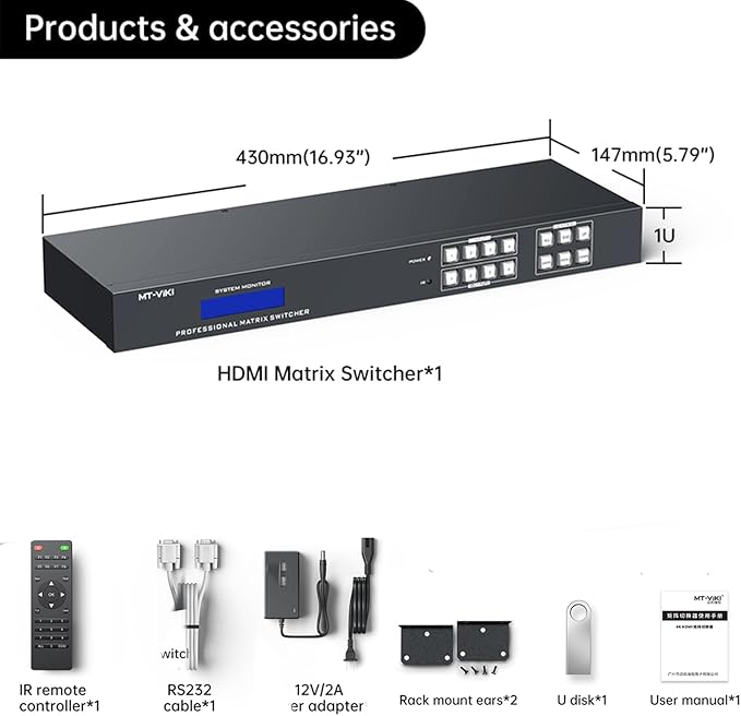 MT-VIKI 4K HDMI Matrix Switch 4x4