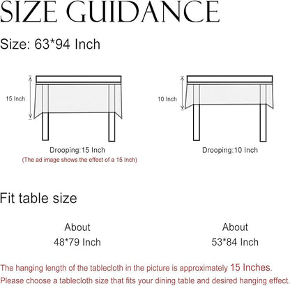 ISAENNE Designer Christmas Linen Long Rectangle Tablecloth,Light Beige Western Table Cloth,Wrinkle Resistant Decor Tablecloths for Dining Thanksgiving Kitchen Christmas,63"*94"-Carol G