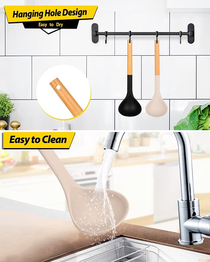Pack of 2 Soup Ladle, Silicone Ladle Spoon