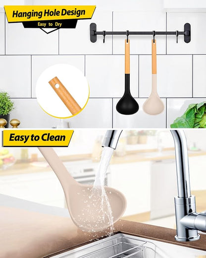 Pack of 2 Soup Ladle, Silicone Ladle Spoon