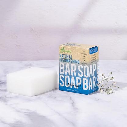 Natural Non-Toxic Dish Washing Soap - Dyes And Fragrance Free - Vegan Cruelty-Free Eco-Friendly And Zero Waste Dishwashing Handmade Solid Bar Soaps Detergent & Biodegradable (Unscented Single)