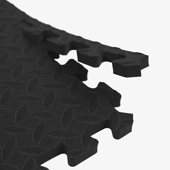 IncStores 1/2 Inch Thick Diamond Soft Foam Flooring Tiles | High-Density Interlocking Foam Tiles for Rugged Style in Your Home Gym, Playroom, and More | Black, 36 Tiles