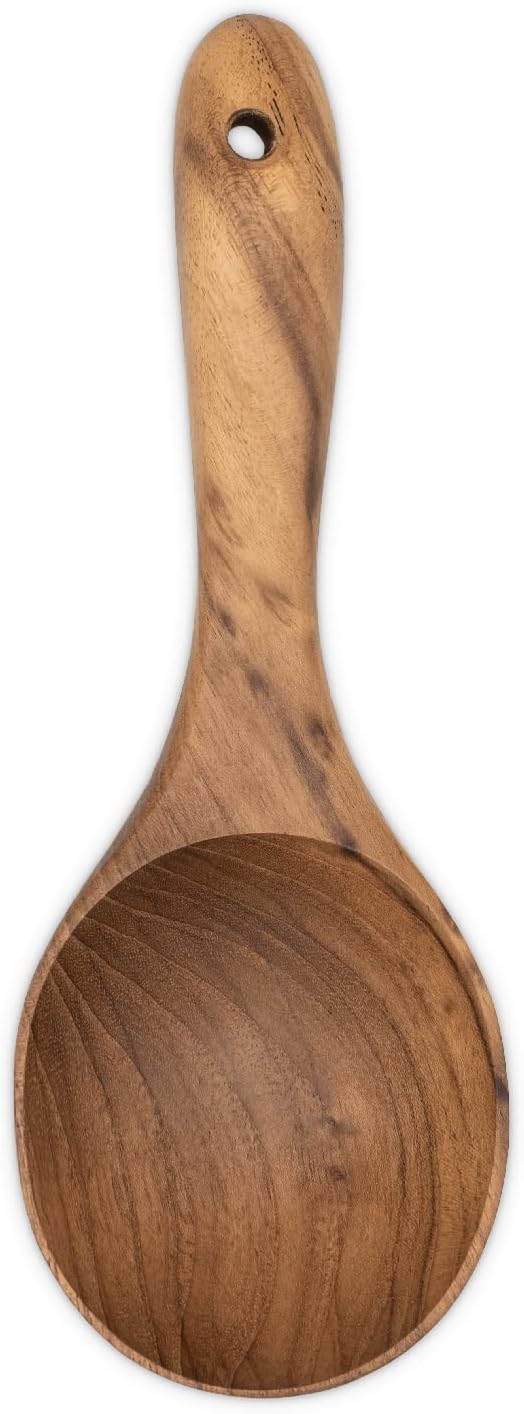 FAAY Short Handle Ladle, Eco Friendly Wooden Kitchen Tool, Hand Carved Unique