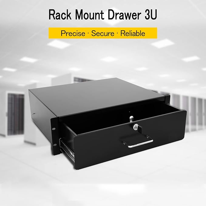 RAISING ELECTRONICS Drawer Server Cabinet Case 19 Inch Locking Rack Mount DJ