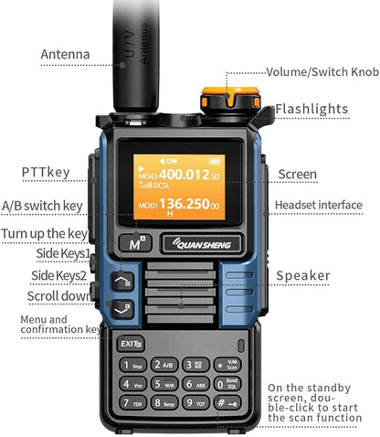 UVK5(99) AM/FM/DTMF Walkie-Talkie 200CH 20-1000MHZ Walkie-Talkie NOAA Weather Forecast with Flash Copy Frequency Tpye-C LCD Display for Hiking Camping Travel Two-Way Radio (Red)