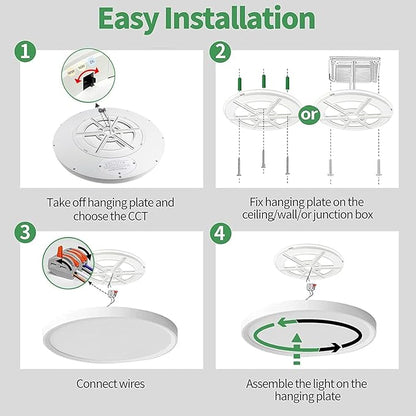 4PK 15.8 Inch LED Flush Mount Ceiling Light, 3000K/4000K/6000K CCT Selectable