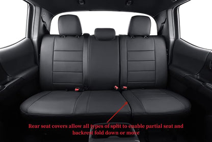 coverdream Tacoma Seat Covers Custom Fit for 2005-2011 Toyota Tacoma Double Cab/Crew Cab(TRD Sport Seats),Fully Covered Faux Leather Seat Protector-Full Set (Black)