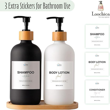 LOOCHICA 2 Pack Glass Soap Dispenser Set