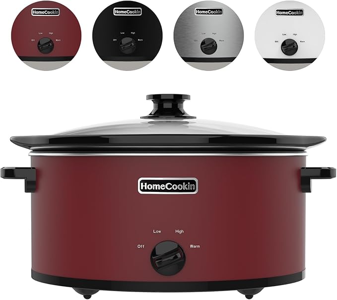 HOMECOOKIN 7 Quart Slow Cooker Oval Manual Pot Food Warmer