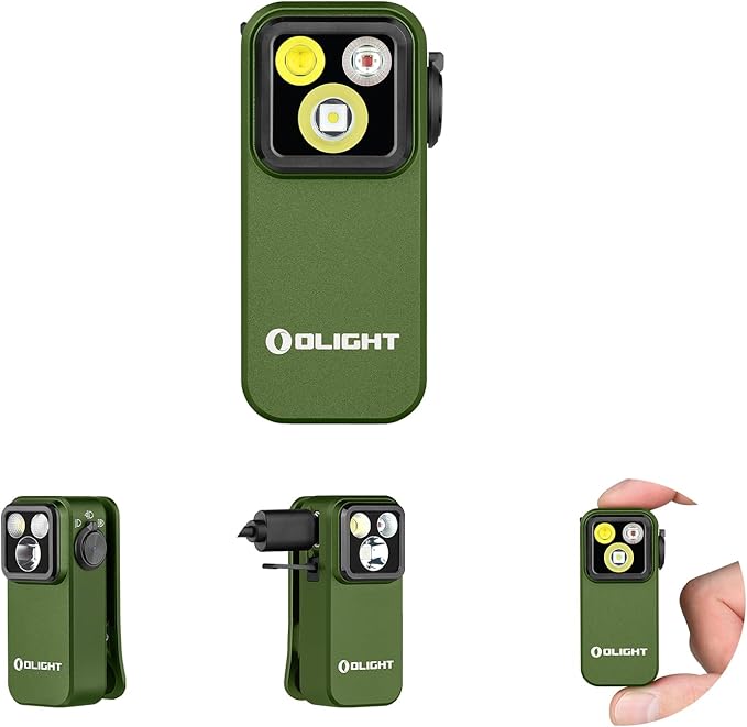 OLIGHT Oclip Pro EDC Flashlight Clip-on Light, Rechargeable 500 Lumens with Three Lighting Solutions Type-C Charging, Magnetic Flash Lights for Signaling, Cycling, Outdoor or Indoor Use(OD Green)