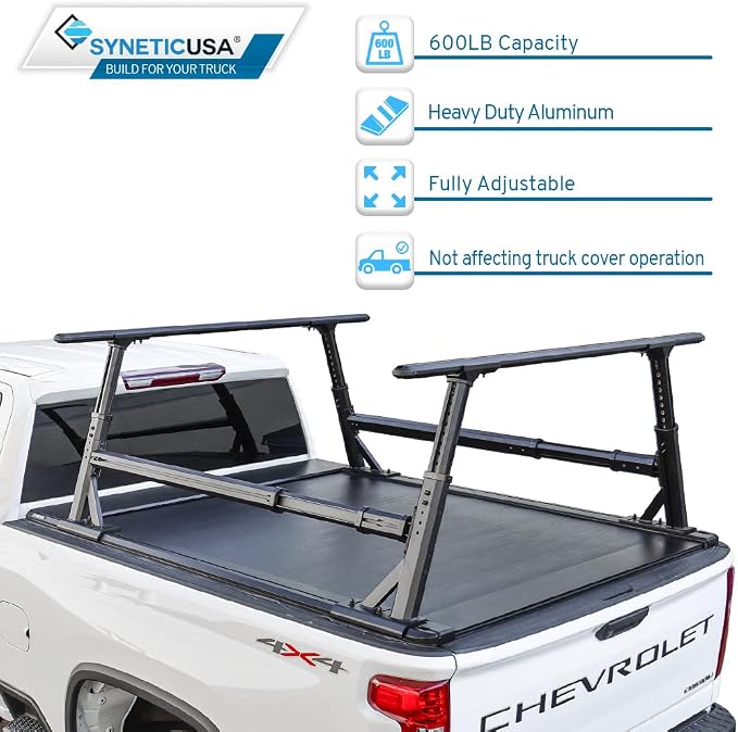Syneticusa AR Automatic Retractable Truck Bed Cover with R1 Rack for Silverado Sierra 2500 3500 2020–2026 | 6’8” 82.2” Bed | Aluminum Hard Tonneau Cover | Waterproof, Low-Profile