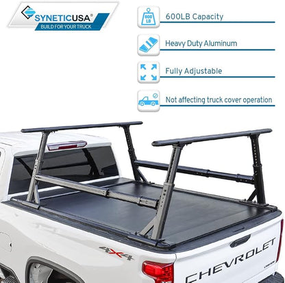 Syneticusa AR Automatic Retractable Truck Bed Cover with R1 Rack for Silverado Sierra 2500 3500 2020–2026 | 6’8” 82.2” Bed | Aluminum Hard Tonneau Cover | Waterproof, Low-Profile