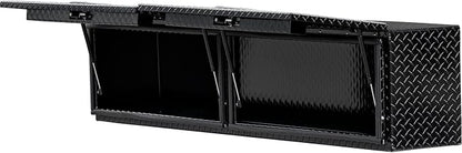 Buyers Products 1721363 Topsider Truck Tool Box, 18x16x72 Inch, Gloss Black Diamond Tread Aluminum, Dual Flip-Up Doors, Locking Compression Latch, Weather Resistant, No-Drill Mount, Made in USA